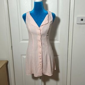 Reformation gingham pink mini dress 2